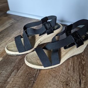 Black Wedge Sandals
